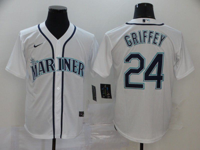 Men Seattle Mariners 24 Griffey White Nike Game MLB Jerseys